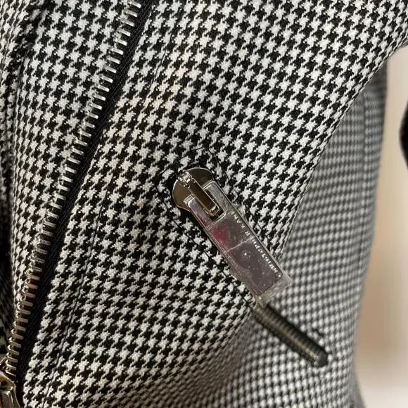 Christopher Kane Black White Houndstooth Wool Collared Moto Jacket Sz 8 NEW - Picture 6 of 8